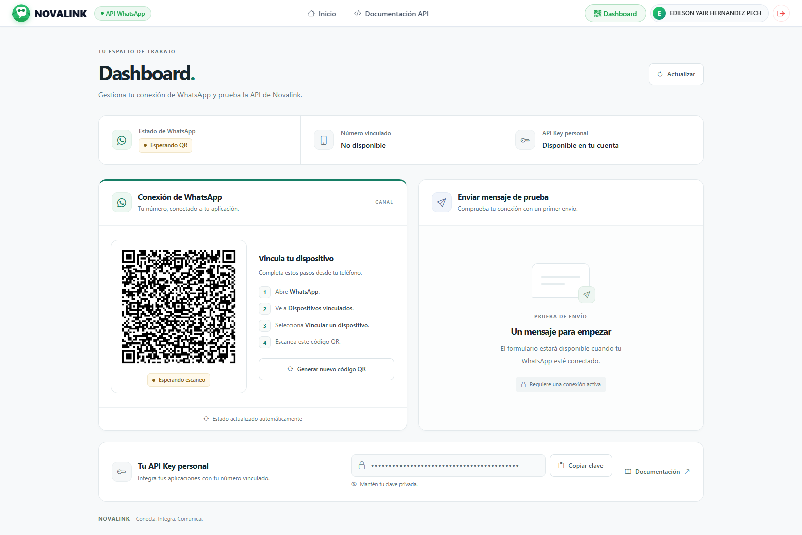 Plataforma Nova Link WhatsApp API — Sistema de Mensajería